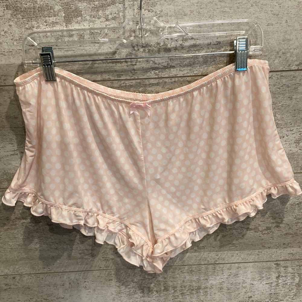 Betsey Johnson 2 Piece Pink White Polka Dot Silky Pajama Set Large - Picture 4 of 7